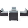 Veranda Biscayne 4 Person Outdoor Wicker Seating Set; Mist - Four Armless Chairs; Ashland Firepit VE380621
